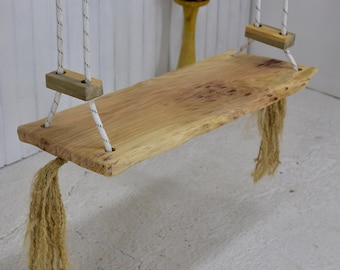 Handmade Rustic Wood Swing, Recycled Solid Wood, Indoor Outdoor