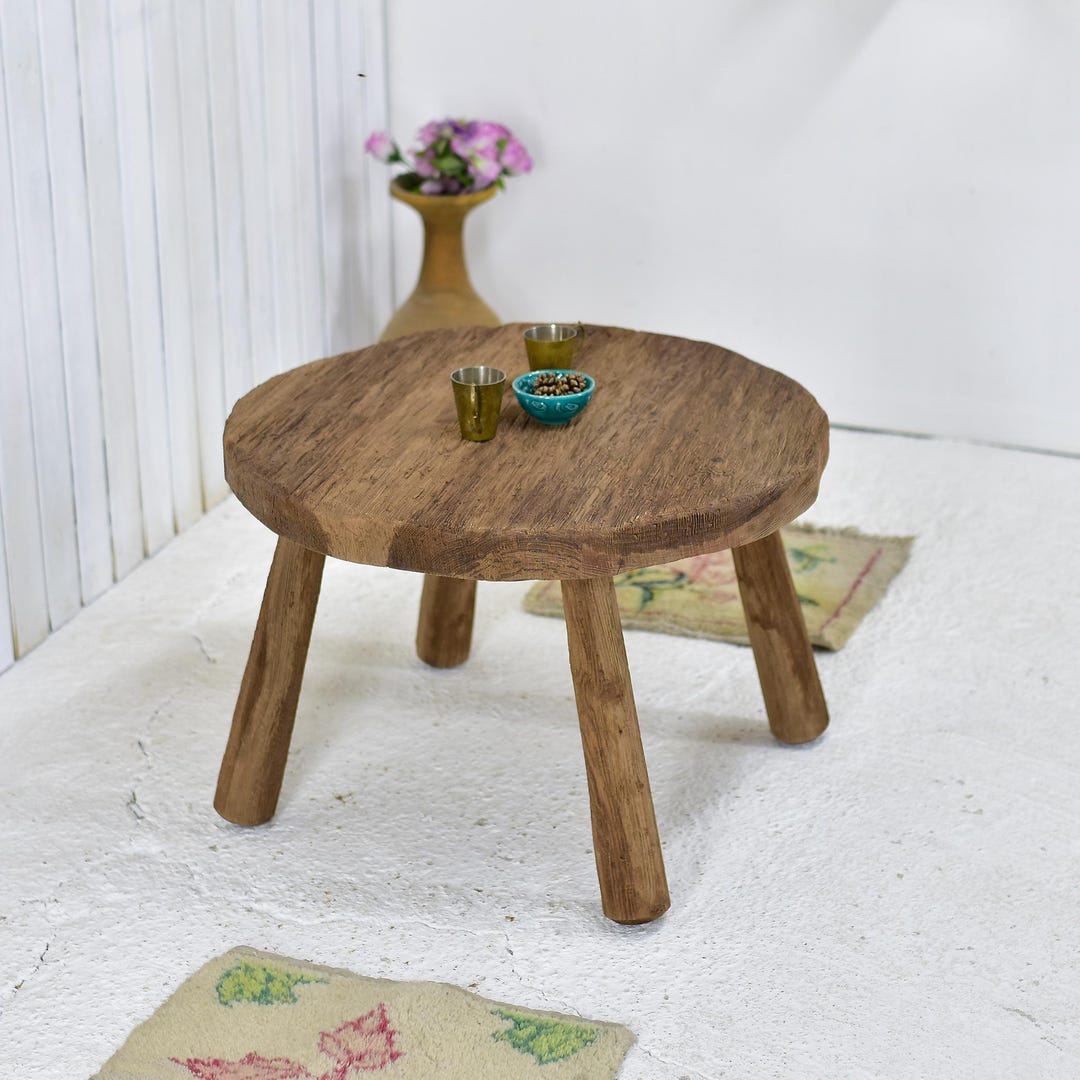 Rustic Wooden Side Table, Round Coffee Table, Farmhouse Style Stool - Etsy