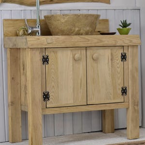 Rustikales Badezimmer Waschbecken, Holz Badezimmer Waschbecken, Massivholz, Benutzerdefinierte Rustikal Holz Schwimmende Badezimmer Waschbecken Schrank