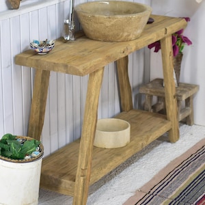 Rustikales Badezimmer Waschbecken, Holz Badezimmer Waschbecken, Massivholz, Benutzerdefinierte Rustikal Holz Schwimmende Badezimmer Waschbecken Schrank