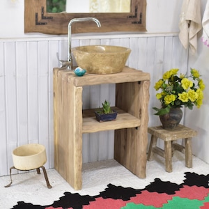 Rustikales Badezimmer Waschbecken, Walnuss Holz Badezimmer Waschbecken, Massivholz, Benutzerdefinierte Rustikal Holz Schwimmende Badezimmer Waschbecken Schrank