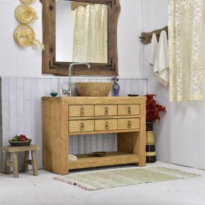 Rustikales Badezimmer Waschbecken, Badezimmer Waschbecken aus Altholz, Massivholz, Benutzerdefinierte Rustikales Holz Badezimmer Waschbecken Schrank Bauernhaus Design