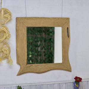 Rustic Wood Mirror Recycled Bathroom Mirror Farmhouse Handmade Wood Framed Mirror Live Edge Decor Wooden Mirror Medieval Rustic Mirror