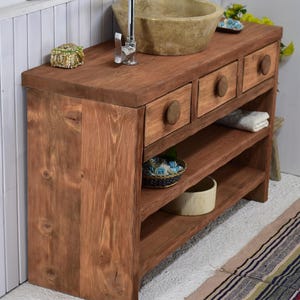 Rustikales Badezimmer Waschbecken, Holz Badezimmer Waschbecken, Massivholz, Benutzerdefinierte Rustikal Holz Schwimmende Badezimmer Waschbecken Schrank