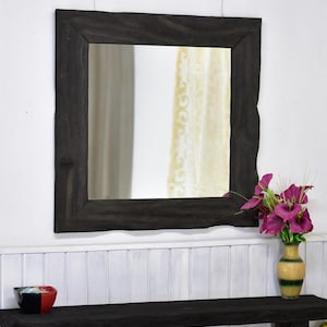 Mirror wood rustic natural wood handmade mirror farmhouse live edge mirror large wall mirror dressing mirror medieval style thick