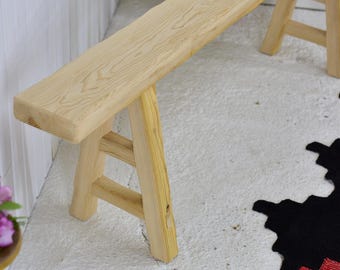 Handmade Wooden Entryway Bench, Rustic Recycled Wood, Farmhouse Seating