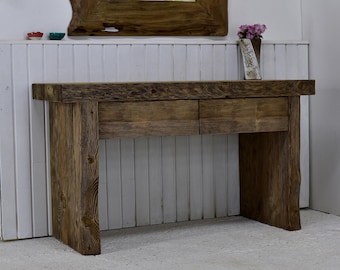 Rustic Wood Console Table with Drawers, Entryway Table, Farmhouse Style