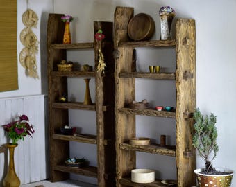 Handmade Recycled Shelf Bookcase with Natural Edges, Solid Wood Shelves, Meticulously Crafted from Barn Wood, Custom Made for Each Person.