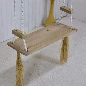 Swing Wooden Rustic Walnut Wood Home Garden Rustic Wooden Swing 1-2 Person Natural Wood Indoor Outdoor Swing Mid Century Wood Recycled