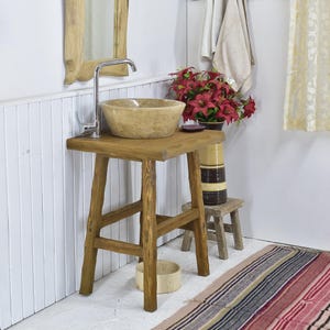 Rustikales Badezimmer Waschbecken, Holz Badezimmer Waschbecken, Massivholz, Benutzerdefinierte Rustikal Holz Schwimmende Badezimmer Waschbecken Schrank