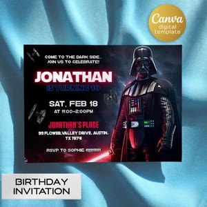 Printable birthday invite, Editable invitation, instant Download, wars invitation, Star invite, wars invitation, darth vader birthday party