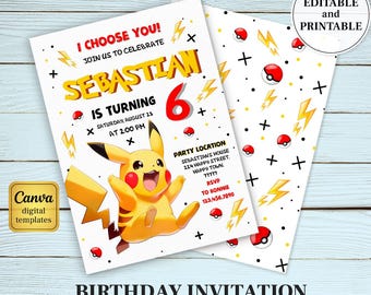 Anime Birthday Invitation, Editable Template (Instant Download)