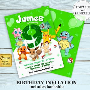 Invitación de cumpleaños imprimible, invitación de cumpleaños, invitación editable, invitación de cumpleaños de anime, descarga instantánea