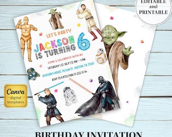 Star Wars Birthday Invitation, Darth Vader, Printable Invite (Digital Download)