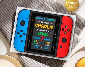 Editable Switch invite, printable Gamer Birthday invitation, Video Game Party, boy birthday, digital template
