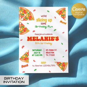 Pizza birthday invitation, pizza birthday invitation, italian printable editable party invite template, pizzeria invitation