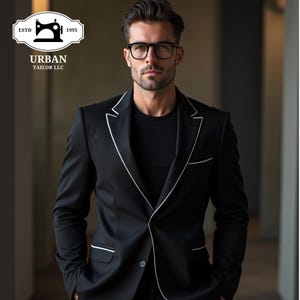 sophisticated Black Two Piece Suit For Men, Prom Suit, Men&#39;s Formalwear, Jacket For Men, Men Wedding Attire, Groomsmen Outfit, Gift For Him