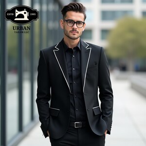 Businessman Black Two Piece Suit For Men, Prom Suit, Men&#39;s Formalwear, Jacket For Men, Men Wedding Attire, Groomsmen Outfit, Gift For Him