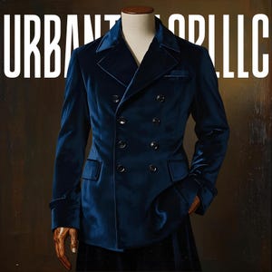 Blauw fluwelen tweedelig pak voor heren, dubbelrijs pak, trouwjurk, bruidsjonkers, pak van Urban Tailoring LLC, cadeau voor hem.