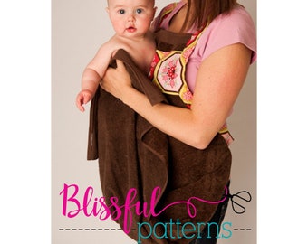 Baby Bath Apron Towel and Mitt PDF Sewing Pattern - By BlissfulPatterns - INSTANT DOWNLOAD