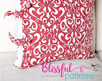 Side Tie Pillow Case - PDF Sewing Pattern - INSTANT DOWNLOAD - By BlissfulPatterns