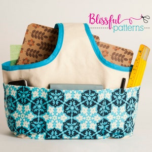 Easy to Sew Fabric Handle Basket PDF Sewing Pattern - two sizes - FREE Shipping - by BlissfulPatterns
