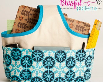 Easy to Sew Fabric Handle Basket PDF Sewing Pattern - two sizes - FREE Shipping - by BlissfulPatterns