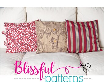 3 patrones de fundas de almohada en uno - Patrón de costura PDF - DESCARGA INSTANTE- Por BlissfulPatterns