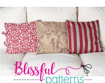 3 patrones de fundas de almohada en uno - Patrón de costura PDF - DESCARGA INSTANTE- Por BlissfulPatterns