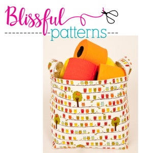 Easy to Sew Fabric Bin PDF Sewing Pattern two sizes INSTANT DOWNLOAD by BlissfulPatterns image 1