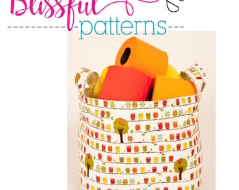 Easy to Sew Fabric Bin PDF Sewing Pattern - two sizes - INSTANT DOWNLOAD - by BlissfulPatterns