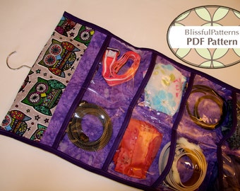 Organizador colgante de bolsillo transparente (para joyas o cinturones) PATRÓN DE COSTURA PDF -Organizate y ahorra espacio - Por BlissfulPatterns