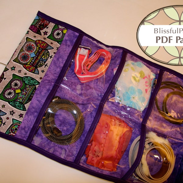 Clear Pocket Hanging Organizer (for Jewellery or Belts) PDF SEWING PATTERN -Get organized and save space - By BlissfulPatterns