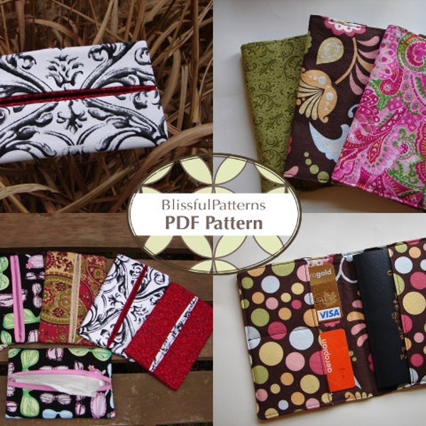 2 Pattern Bundle - Passport Holder & Tissue Holder PDF Sewing Patterns - INSTANT DOWNLOAD- by BlissfulPatterns