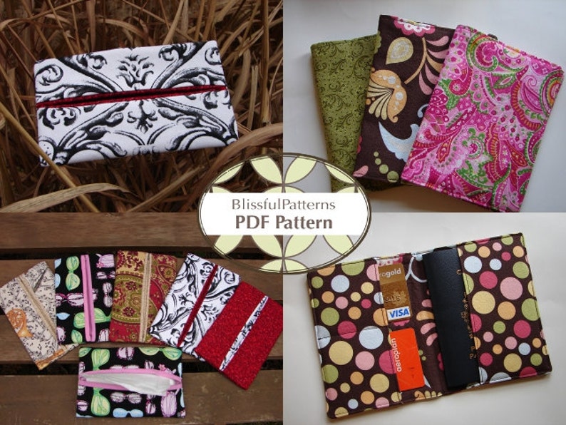 2 Pattern Bundle Passport Holder & Tissue Holder PDF Sewing Patterns INSTANT DOWNLOAD by BlissfulPatterns image 1