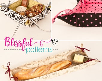 Bac en tissu avec liens Patron de couture PDF - Livraison GRATUITE - par BlissfulPatterns