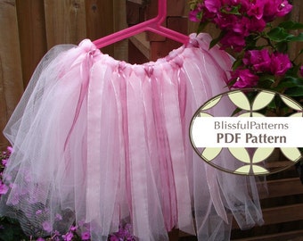 No Sew Tutu PDF Sewing Pattern  - Ballet Princess Skirt - INSTANT DOWNLOAD  - By BlissfulPatterns