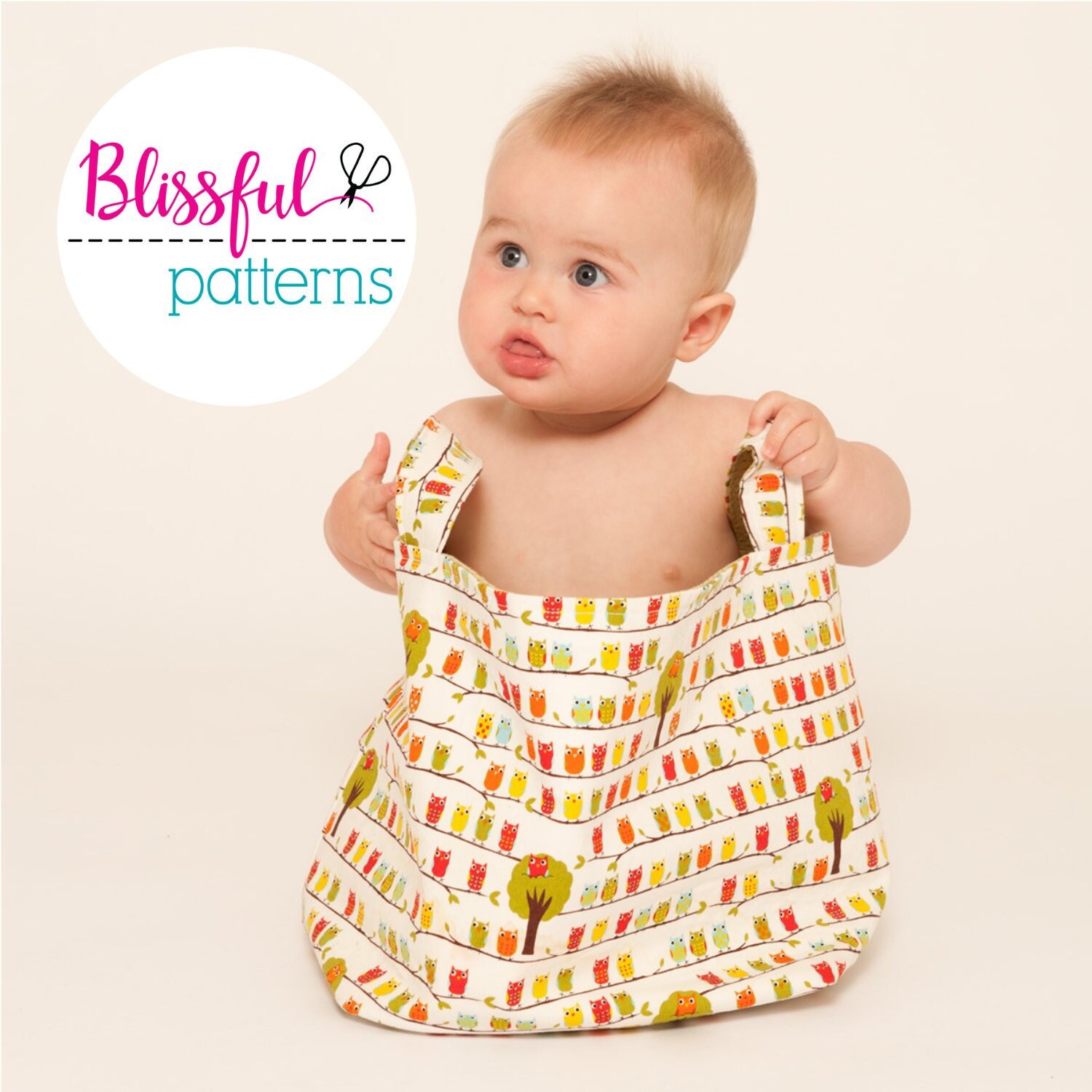 Easy to Sew Fabric Bin PDF Sewing Pattern - two sizes - FREE Shipping - by BlissfulPatterns