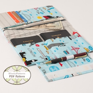 Familien Größe Pass Passhalter PDF Schnittmuster - Für 4 Pässe - INSTANT DOWNLOAD -by BlissfulPatterns