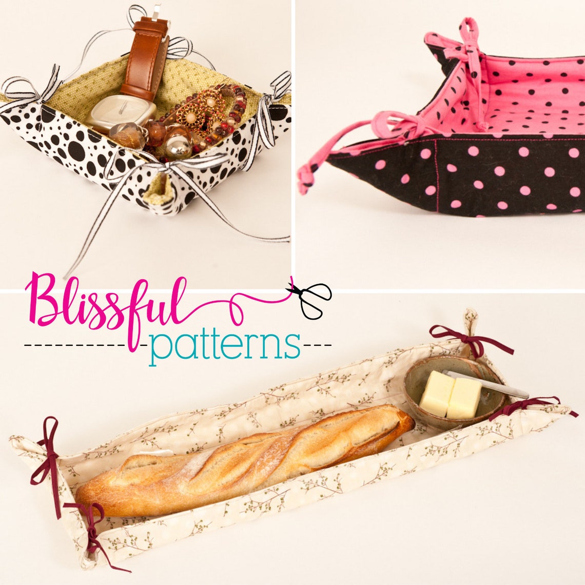 Fabric Bin With Ties PDF Sewing Pattern FREE Shipping by Etsy