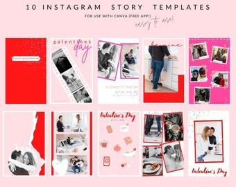 Valentinstag Instagram Stories Template für Canva (selbst bearbeiten!)