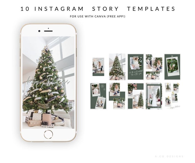 Festive Instagram Stories Template, Instagram Story Templates, Insta Templates, Festive, Holidays, Canva Templates for Instagram Stories image 4