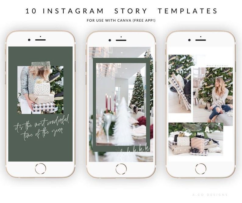 Festive Instagram Stories Template, Instagram Story Templates, Insta Templates, Festive, Holidays, Canva Templates for Instagram Stories image 2