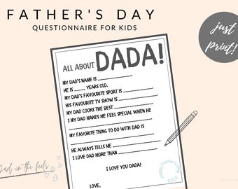 Father's Day Questionnaire for Kids - Stylish, Minimal, Chic