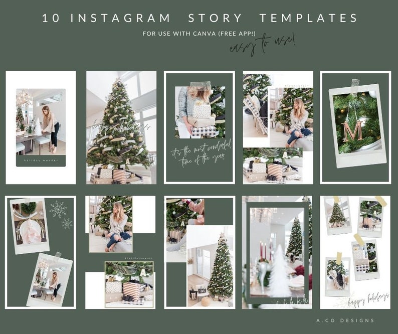 Festive Instagram Stories Template, Instagram Story Templates, Insta Templates, Festive, Holidays, Canva Templates for Instagram Stories image 3
