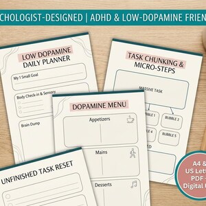 Psychologist-Designed ADHD Planner/Journaling | Low-Dopamine Task Chunking (Digital PDF)
