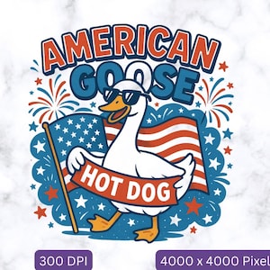 4th of July Goose Png, American Goose PNG, USA Flag Shirt Sublimation, Funny Patriotic Duck, 4th of July Png, Silly Summer Goose PNG