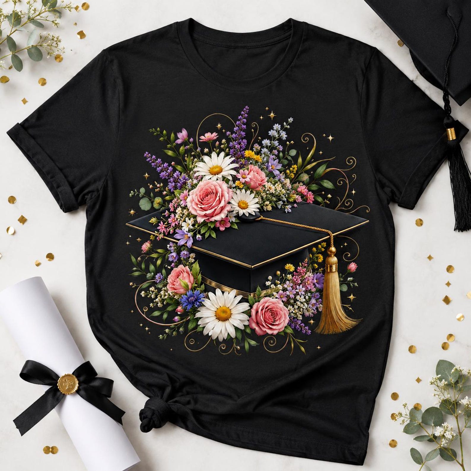 Graduation Cap Wildflower PNG, Floral Grad Design, Class of 2026 ...