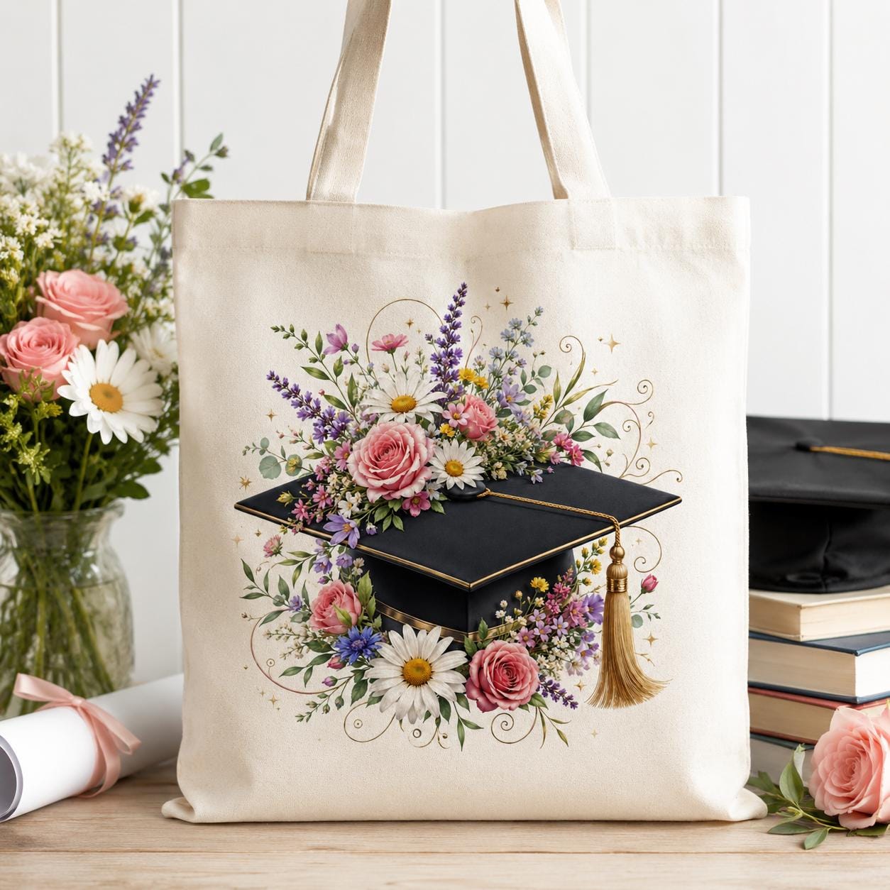 Graduation Cap Wildflower PNG, Floral Grad Design, Class of 2026 ...
