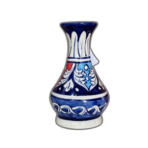 Hand-Painted Blue Pottery Vase – Traditional Floral Ceramic Bud Vase handmade pottery